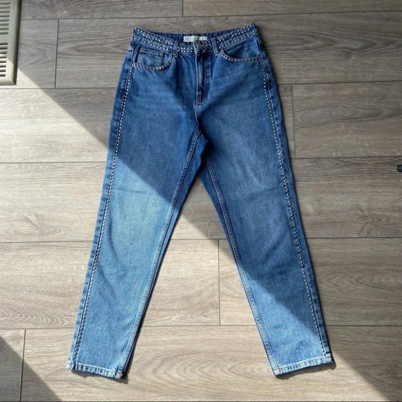 Topshop High Rise  Moto Studded Mom Jeans - Picture 3 of 15
